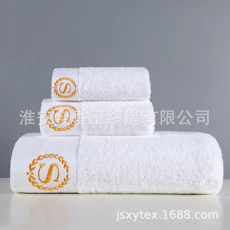 Jinxiangyu 100% Pure Cotton White Soft and Skin-Friendly Hotel Bath Towel with Logo Supports Customization