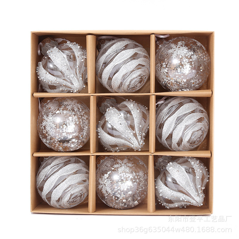 Árbol de Navidad colgante bola decorativa ambiente festivo de Navidad 8cm bola de Navidad pintada caja de regalo bola de color