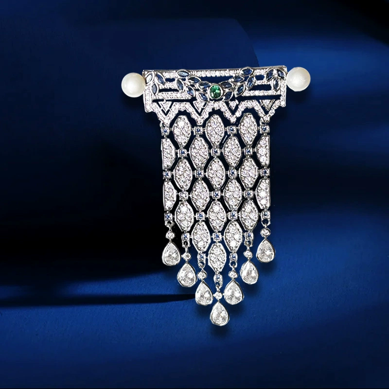 Около 5,5-6 мм пресноводный жемчуг трансграничный средневековий элегантный vintage брошь дизайн чувство мужской и женский костюм аксессуары