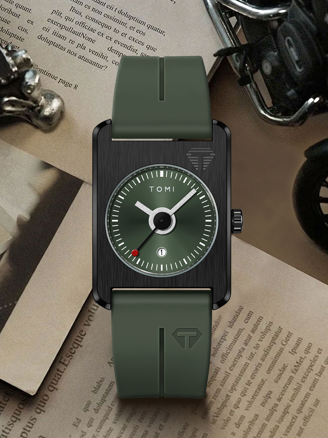 Square Quartz Watch For Men Korean Style Rubber Strap Fashionable_voghion.com