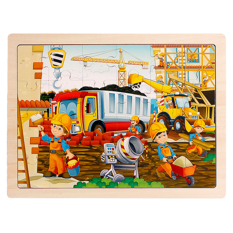 Múltiples de madera para niños de 24 piezas rompecabezas ejercicio bebé mano-ojo coordinación capacidad animal cognitiva educación temprana juguetes educativos