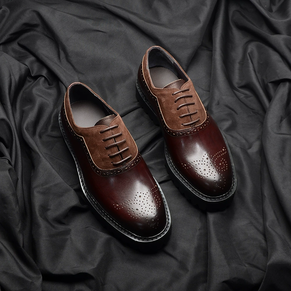 Новый элегантный первый слой из кожи Оксфорда туфли EVA мягкая подошва 4.5 увеличить повседневную банкетную вечеринку мужская кожаная обувь