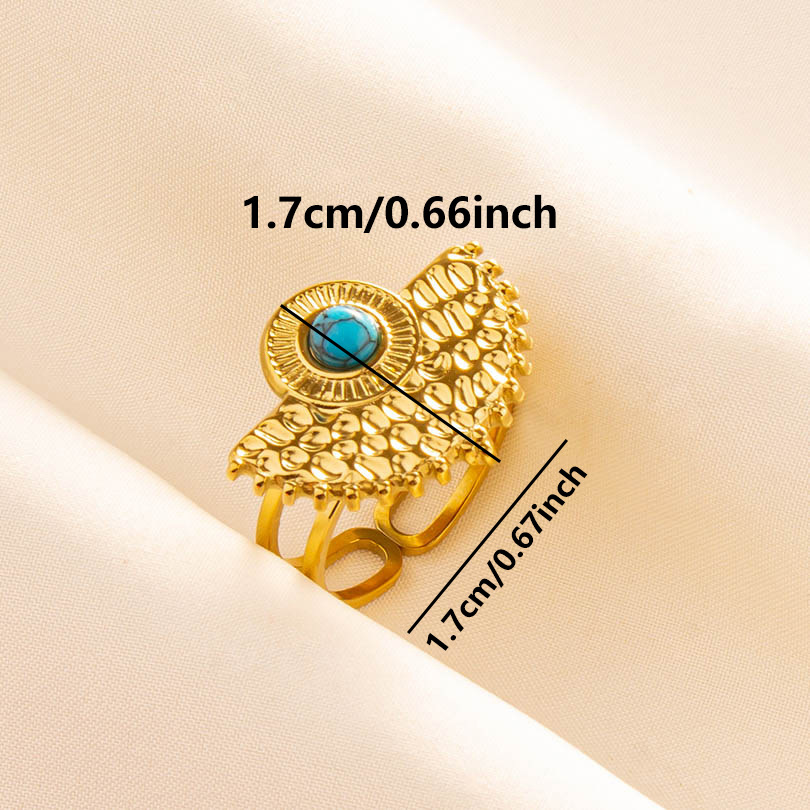 304 Stainless Steel Simple Style Inlay Solid Color Artificial Gemstones Rings display picture 8