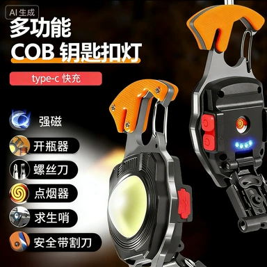 Брелок для работы, многофункциональный прикуриватель, зарядка, портативный кемпинговый стиль, авторемонт, светодиодный сильный свет, мини-светильник в стиле кемпинга