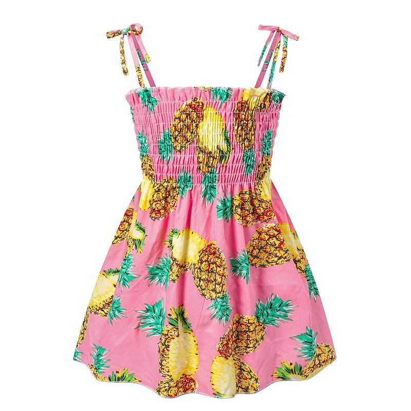 Girls' Summer Princess Slip Dress, Floral & Cherry Prints, Sizes for 90–130 cm