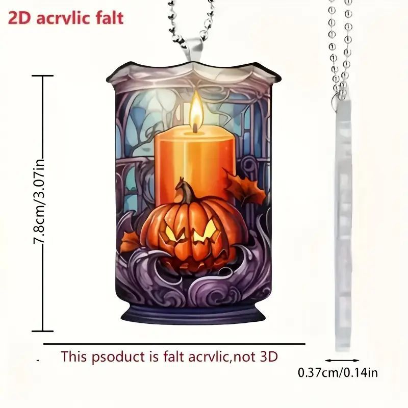 Creativo 2D Halloween horror calabaza vela navideña colgante acrílico plano transfronterizo decoración del espejo retrovisor interior