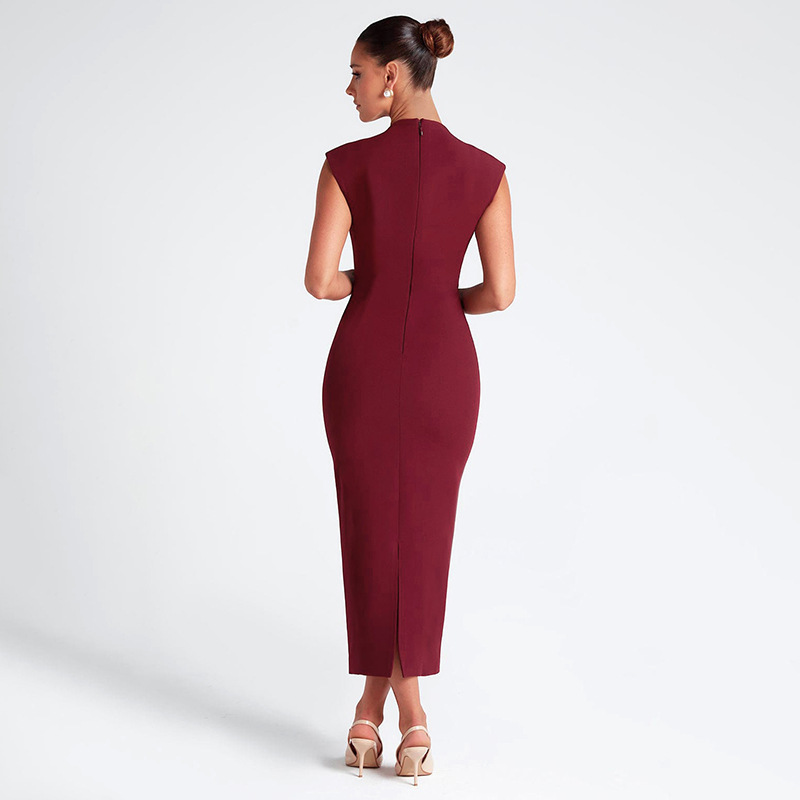 Women Clothing Spring Summer Solid Color Elegant Maxi Dress Women