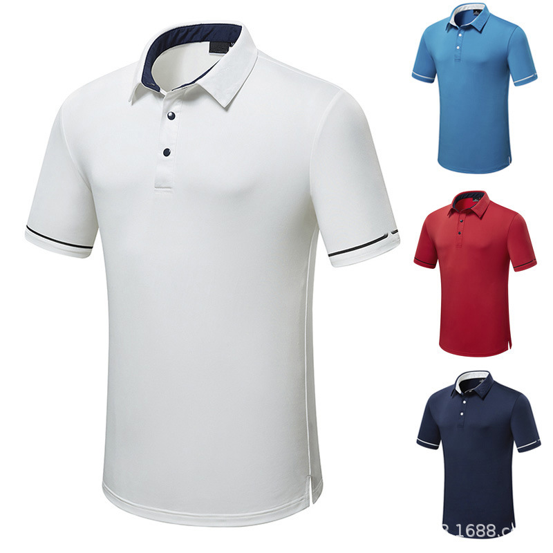 Golf spring and summer outdoor sports leisure short-sleeved polo shirt wear-resistant shrink-proof loose sweat-absorbing lapel men's clothing