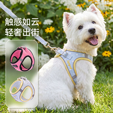 跨境狗狗牵引绳撞色多巴胺胸背牵引套装中小型犬狗绳宠物牵引绳子