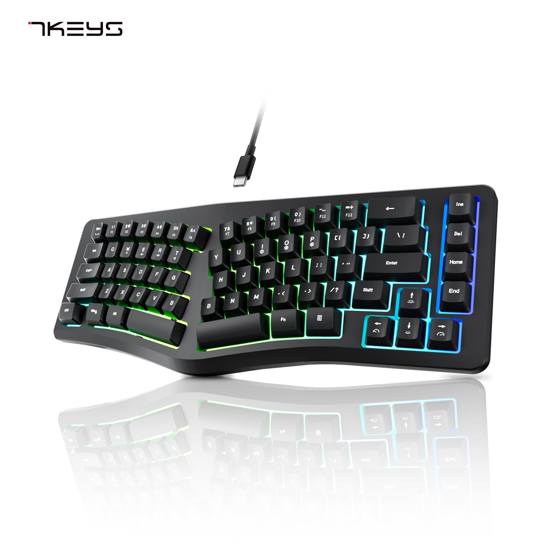 69-Key Rgb Backlit Wired Keyboard, Split-Type Desktop Computer Cross-Border Office Universal Special-Shaped Gaming Keypad