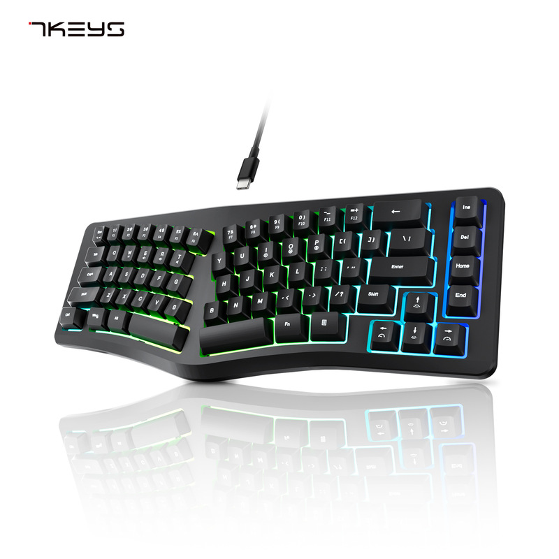69-Key Rgb Backlit Wired Keyboard, Split-Type Desktop Computer Cross-Border Office Universal Special-Shaped Gaming Keypad