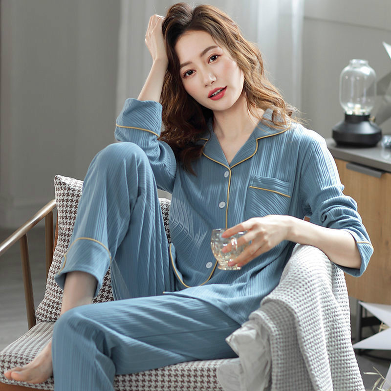 Pijamas para mujeres 2022 nueva primavera y otoño 100% algodón de manga larga delgada homewear se puede usar fuera