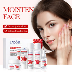 Full English Packaging SADOER Red Pomegranate Fresh and Radiant Six-Piece Set Hydrating and Moisturizing Facial Skincare Series