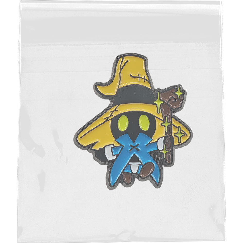 Q-version Vivi Black Magician enamel brooch, Final Fantasy 9 inspired character badge, RPG game accessory