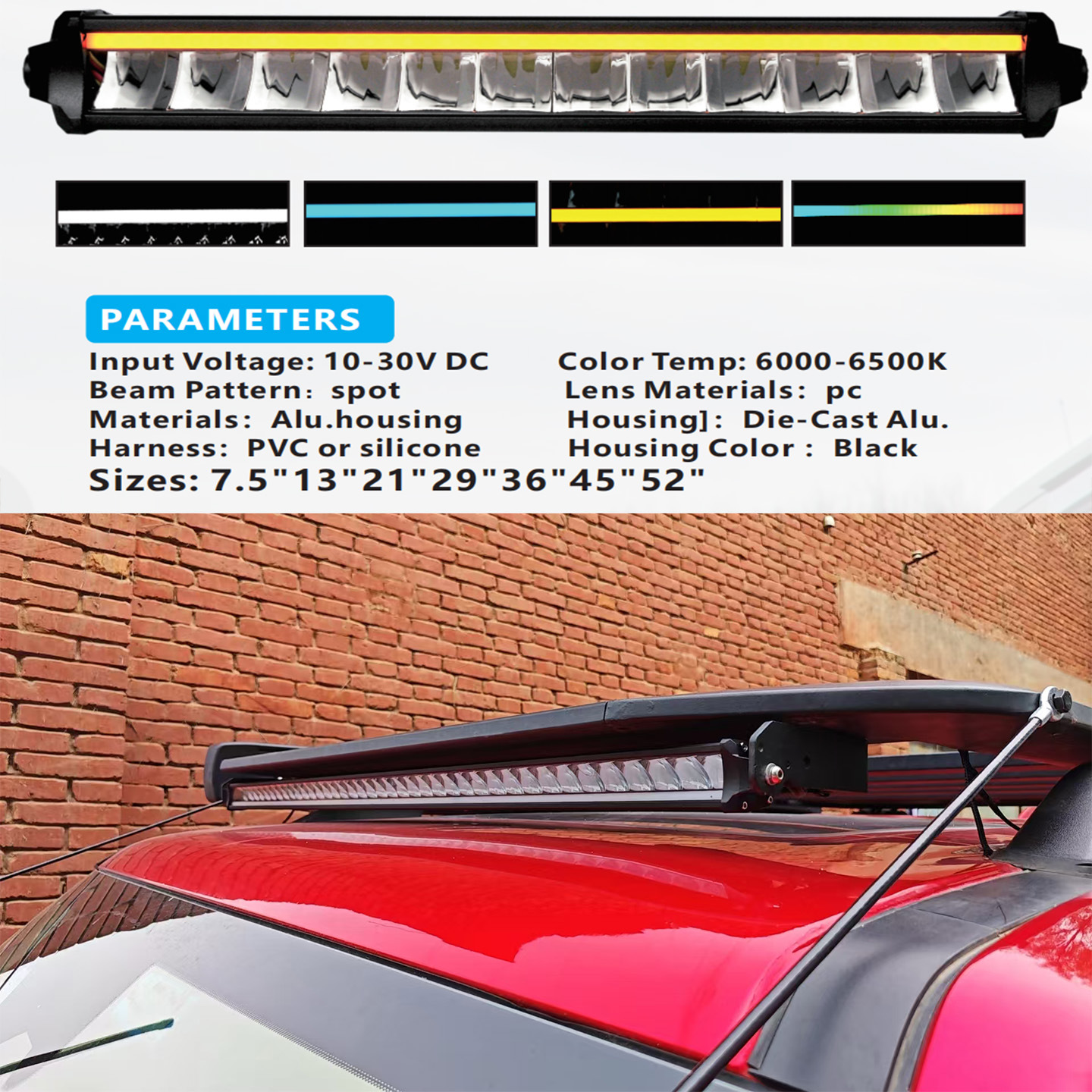 Car Off-Road Vehicle Roof Tank 300 Wrangler Bj40 Overbearing Led Strip Spotlight Yellow Rgb Phantom Daytime Running Light