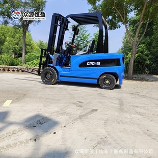 Four-Wheel Electric Forklift Zhongyuan 2.5-Ton Four-Point Electric Counterbalance Forklift Ride-On Rechargeable Bottle Forklift