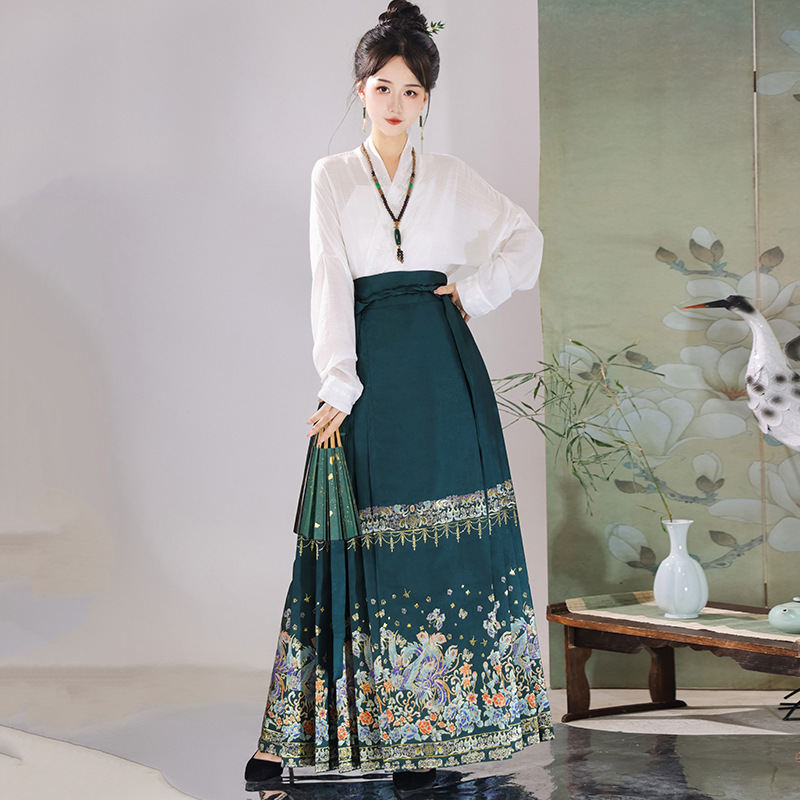 23 new style maxi skirt women's suit National style red black dark green wedding clothes improved daily wearable toast clothes Hanfu