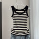 Black and White Striped Camisole Women's Inner Suit New 2025 Spring and Summer Model Cotton Base Sleeveless Top