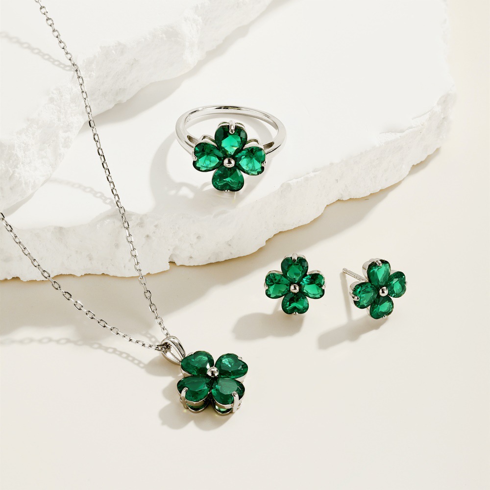 2g Weight Rings Classification 5, 6, 9 Ring Size 1 Piece Quantity Date, Tea Party Occasion 925 Sterling Silver Material Four Leaf Clover Pattern Women's Gender Plating Design Elegant, Glam Style 925 Sterling Silver Four Leaf Clover Rings 3
