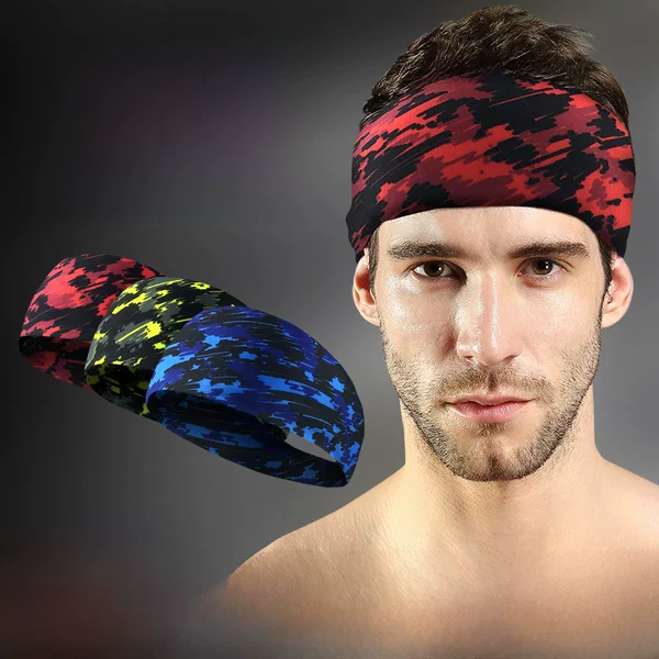 Wholesale Sports Camouflage Headband Lycra Breathable Sweatband Running Fitness Yoga Dance Gymnastics Antiperspirant Headband