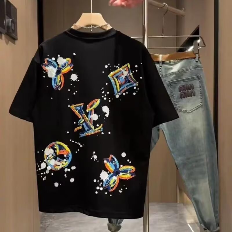 Men's Premium Cotton T-Shirt With Artistic Graffiti Print, Oversized Streetwear Style Comfortable Breathable Summer Tee_viptrois.com