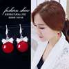 Zirconium with bow, sophisticated fashionable earrings, silver 925 sample, Korean style, cat's eye