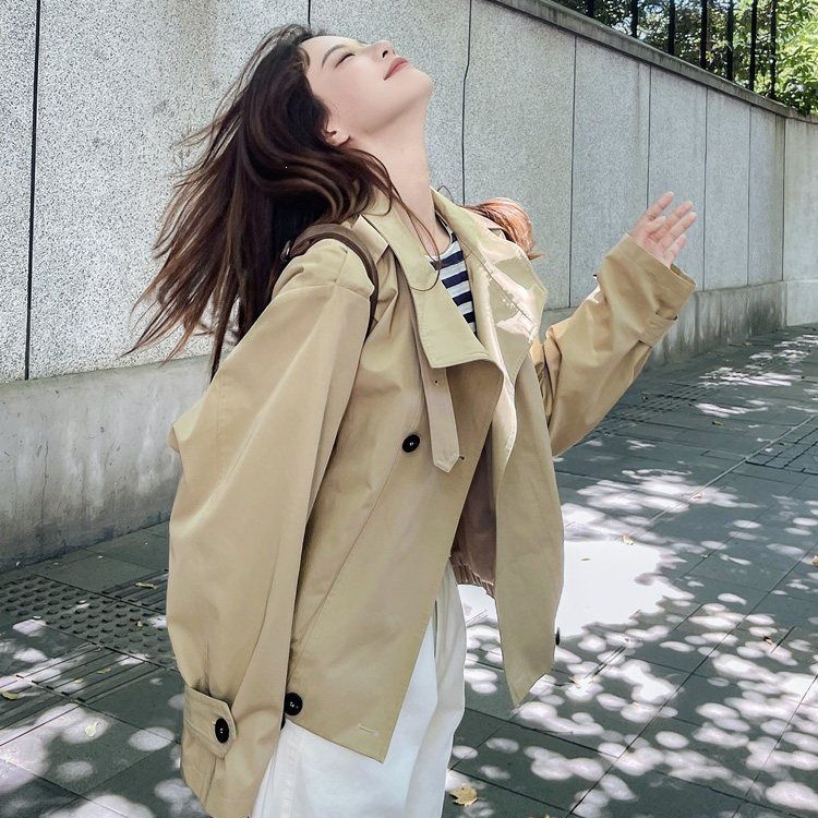 MM928短款风衣外套女小个子秋季新款韩系高级感休闲百搭立领夹克