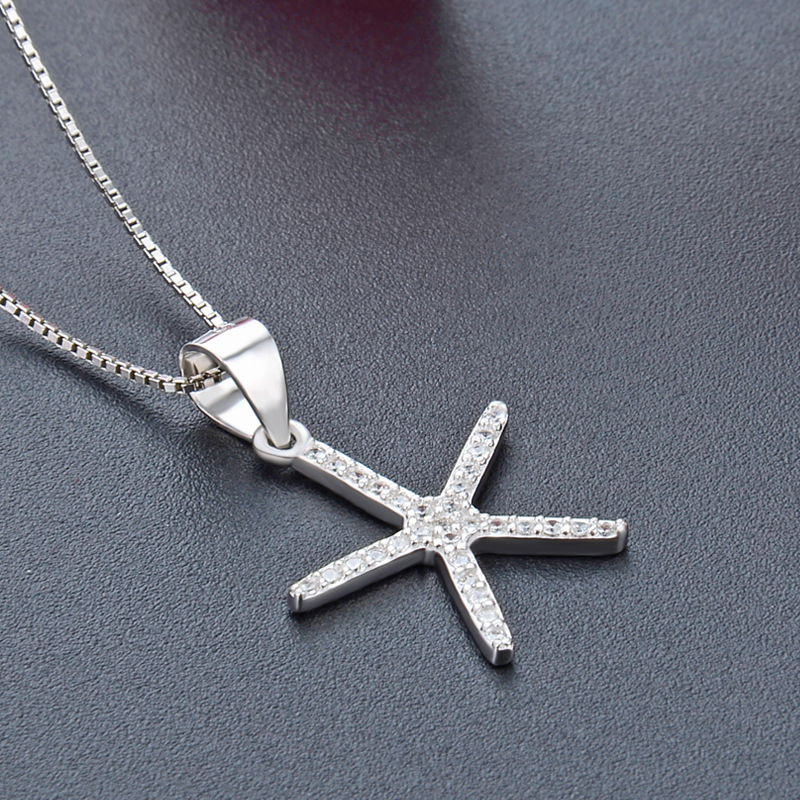 S925 plata esterlina con diamantes colgante de estrella de mar femenina minimalista nicho de moda sensación de diseño ligero colgante de lujo suministro transfronterizo al por mayor