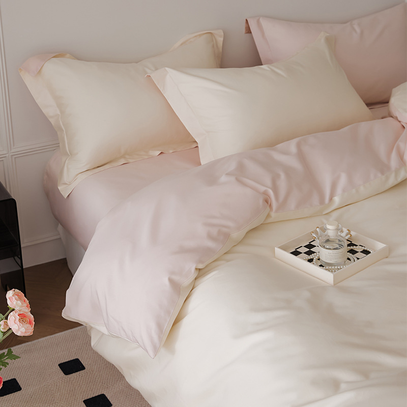 2025 100 sábanas de satén de algodón de fibra larga de cuatro piezas de algodón, sábana de edredón de algodón puro, ropa de cama de lujo ligera