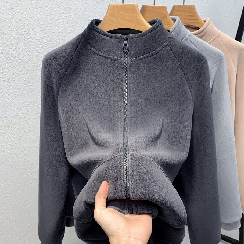 Abrigo polar para mujer Otoño e Invierno 2023 nuevo forro polar grueso cálido superior suelto casual collar cardigan suéter