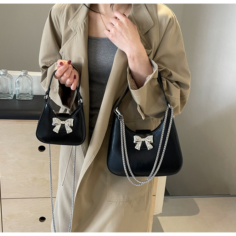 210g Weight Synthetic Leather Lining Material Flip Cover Closure Type Single Shoulder Strap Strap Type Handbag Bags Type Daily, Shopping Occasion Pu Leather Material Bow Knot Pattern All Seasons Season Women's Gender Basic Style Medium Size Women's Medium Pu Leather Bow Knot Basic Flip Cover Handbag 1