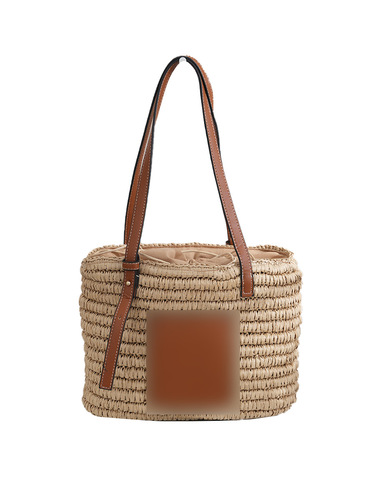 Ro Family Women's Woven Bag: Trendy, Fashionable, Simple Design, Large Capacity, Shoulder-Style Beach Resort Bag with Bold Color Contrast—Perfect for Commuting