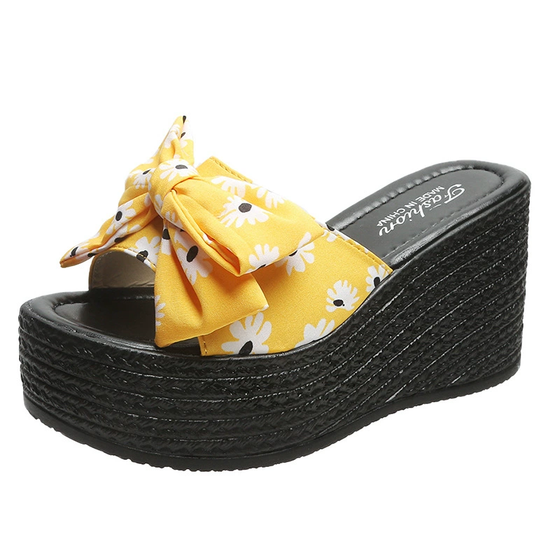 Summer slippers, comfortable fashionable footwear with bow, 2023, plus size