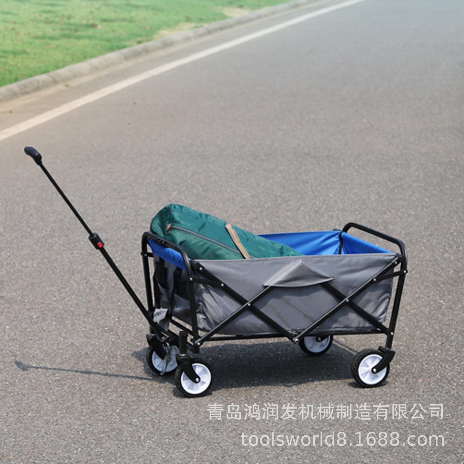 厂家供应户外野营露营便携式布兜工具车沙滩折叠车