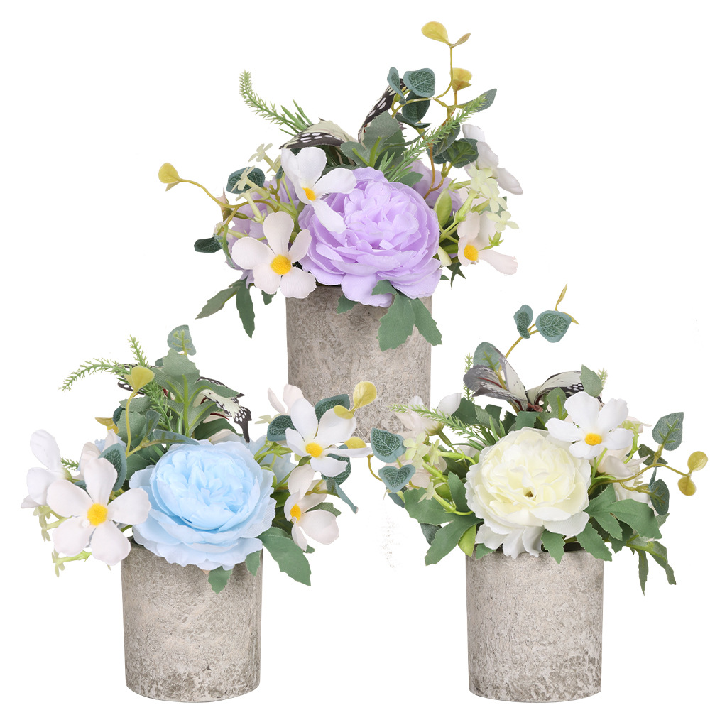 Simulación de ventas calientes transfronterizas al contado Huayang Peony columna pulpa maceta decoración de escritorio doméstico simulación Peony bonsái