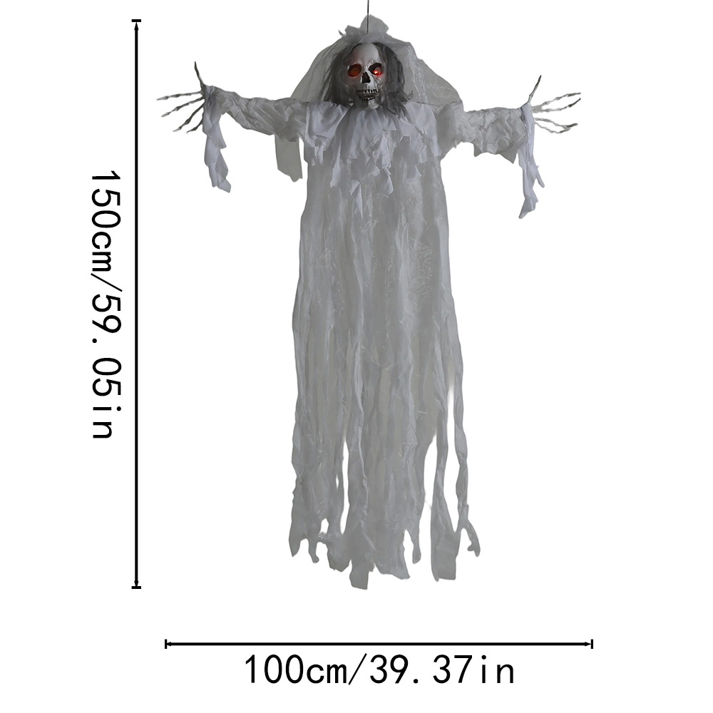 Decoración de Halloween, fantasma colgante, control de voz, fantasma luminoso eléctrico, llamada fantasma, acción a gran escala, sala secreta de fantasmas, decoración de fiesta, accesorios