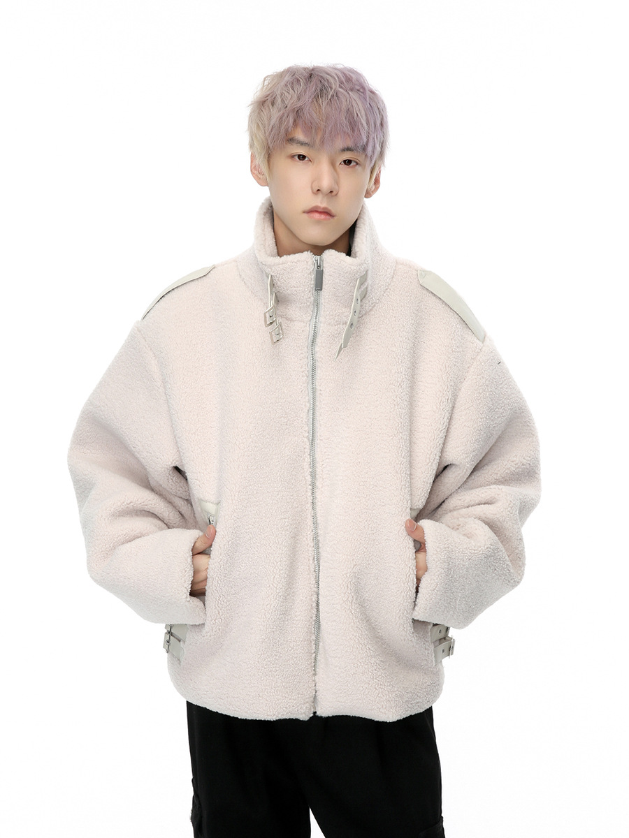 MTLClothes ropa de Hombre | 2023 Otoño e Invierno Nuevo collar de soporte abrigo de lana de cordero hombres engrosada suelta abrigo de algodón acolchado hombres