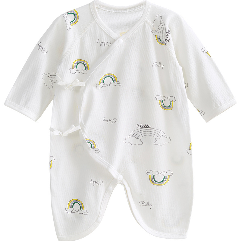 Ropa de bebé recién nacido en verano 0 algodón puro de marzo vestido de verano delgado de manga larga vestido de mariposa para niños pequeños mono de bebé image 6