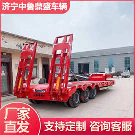 三线六轴低平板半挂车 17.5米抽拉式低平板半挂车 挖掘机低平板车