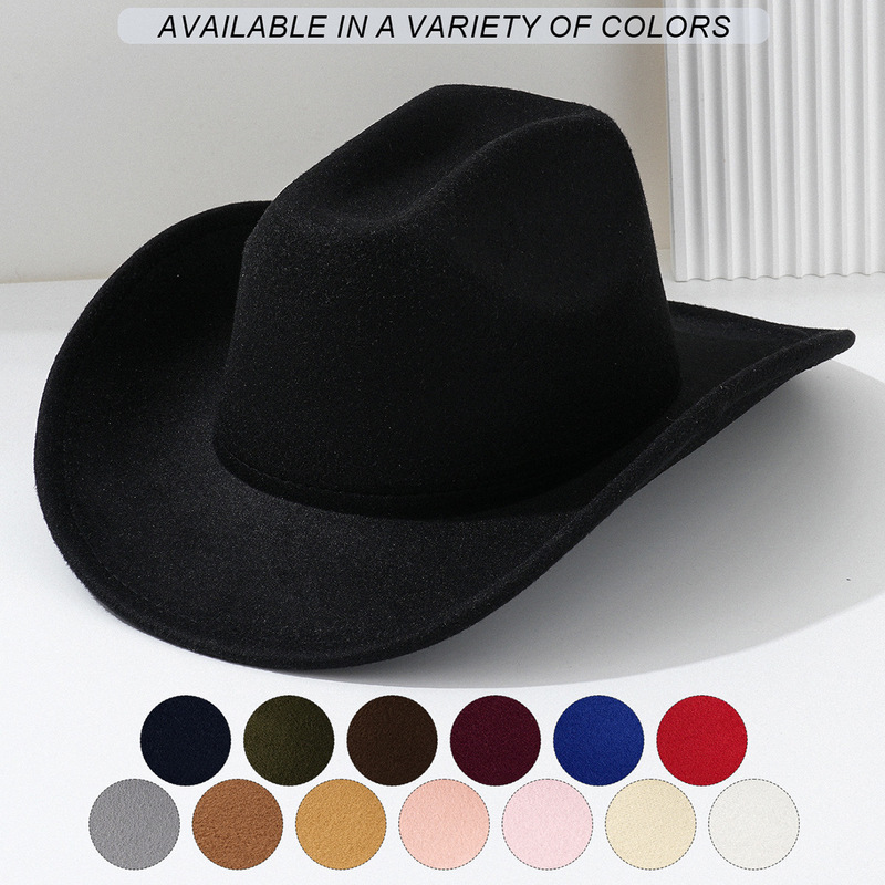 Men's and Women's Soft Felt Western Cowboy Hat Simple Light Board Casual Hat Fashion European and American Style Jazz Hat