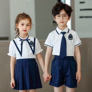 Blue Kindergarten school uniforms for girls boys graduation photos shooting outfits school class choir reading performance suit for children