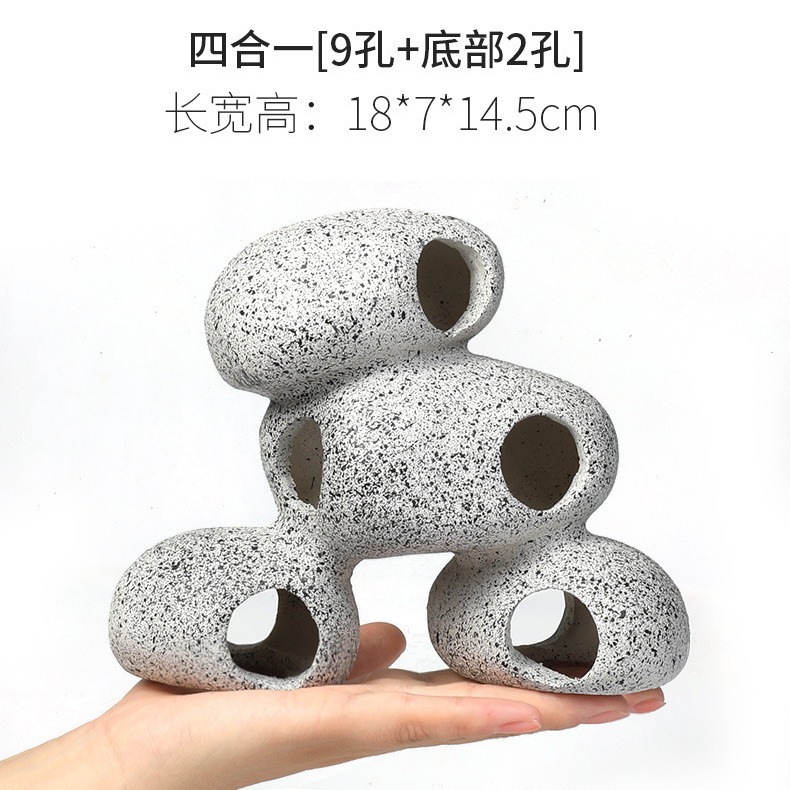 Cueva de reptiles Tanque de pargo de acuario Tanque de barro Acuario de forma especial Paisaje de cueva de piedra Cichlididae Decoración de pecera Casa de refugio