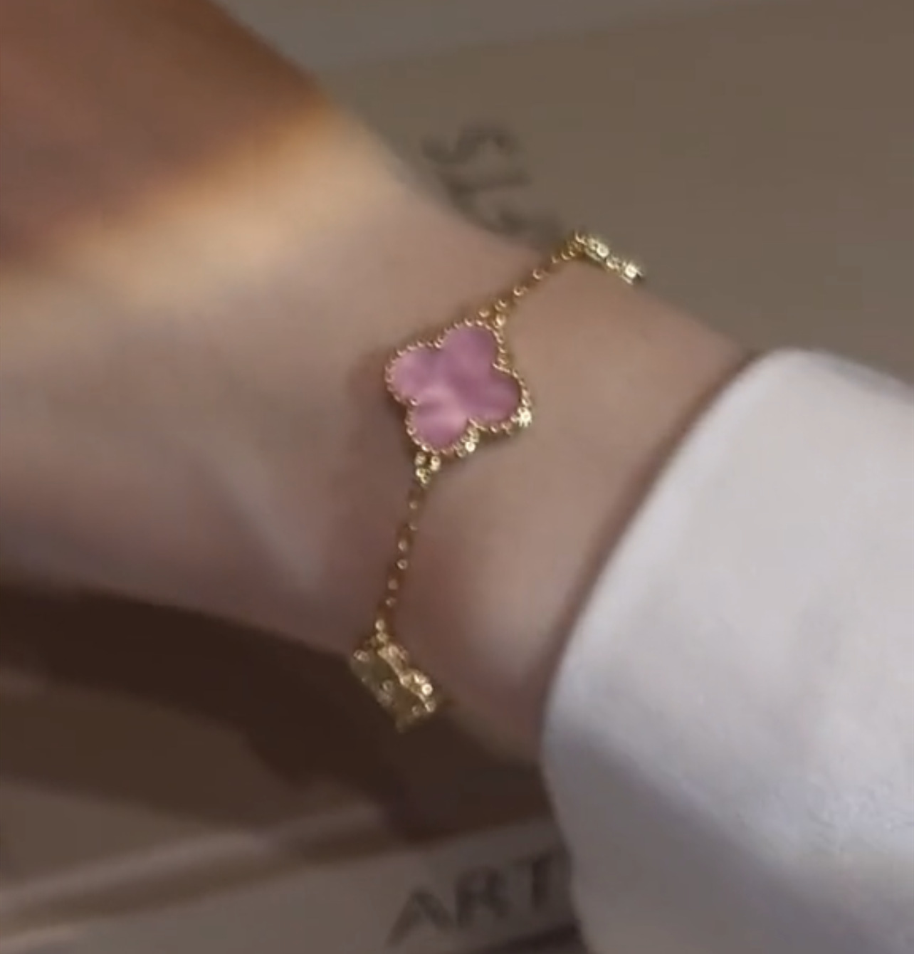 Fashion Simple Style Four Leaf Clover Copper Flowers Zircon Bracelets