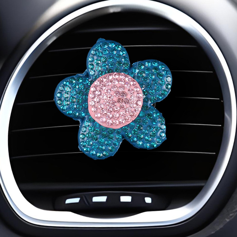 Comercio electrónico transfronterizo cerámica barro flores diamantes coche aire acondicionado salida de aire clip de aromaterapia decoración clip de perfume adorno
