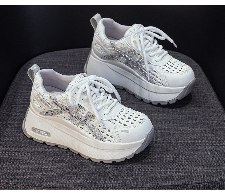 Giày sneaker nữ đế dày phong cách cổ điển phối màu, đan lưới thoáng khí mùa hè — Xám 5068, Vàng 5068, Trắng 5068 chi tiết 27