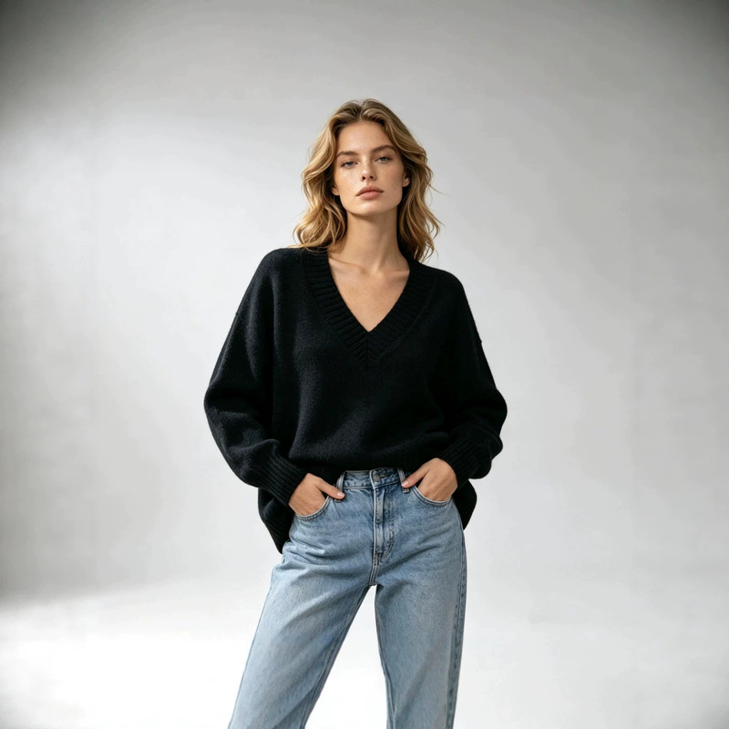 2026 Autumn/Winter New Cross-Border European and American Style Women's Pullover Sweater, Loose V-Neck Casual Versatile Knitwear for Women 2026 Autumn/Winter New Cross-Border European and American Style Women's Pullover Sweater, Loose V-Neck Casual Versatile Knitwear for Women