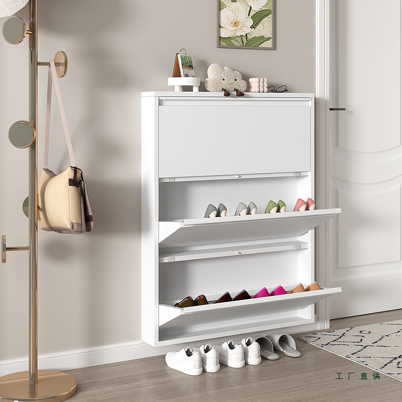 Ultra-Thin Shoe Cabinet for Entryway, 15cm, Large Capacity, Flip-Top, Slim Storage Cabinet, Extremely Narrow Metal Small Shoe Rack