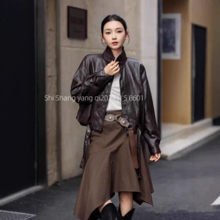 pu皮衣女短款秋冬2025新款翻领休闲宽松外套机车风小个子夹克上衣