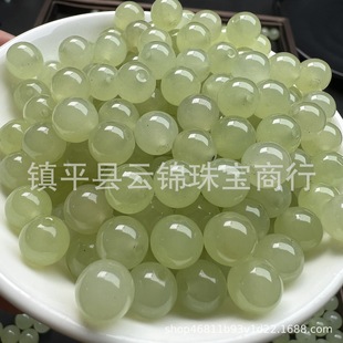 Hetian jade color yellow mouth 8 green white round beads loose beads chalcedony wholesale diy jade jewelry bracelet necklace jade beads batch