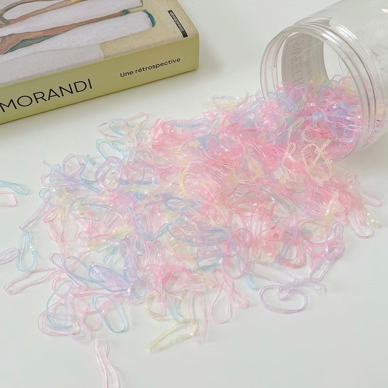 Banda de goma desechable para el cabello no lastimado Anillo de goma para trenza de niña Banda de goma Color Valor de alta cuerda elástica para el cabello Tocado